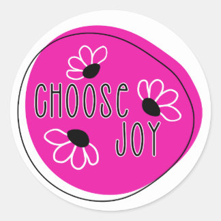 Sticker rond moderne rose et noir Choisissez Joy