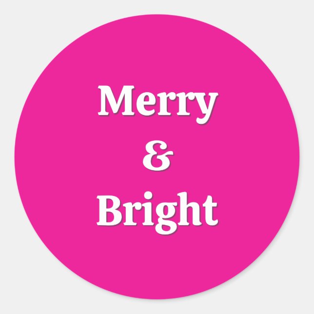 Sticker Rond Moderne Rose Merry & Bright Noël (Devant)