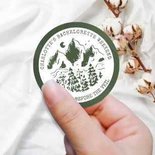Sticker Rond Moderne Simple Camping Week-end Bachelorette Party