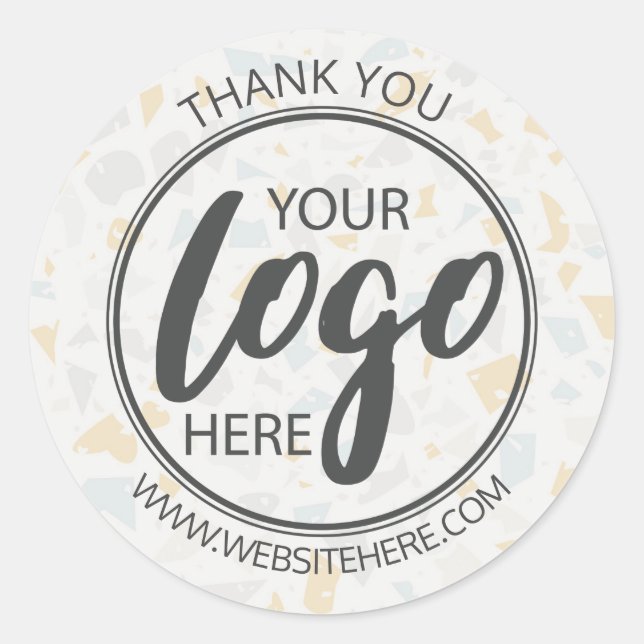 Sticker Rond Moderne simple céramique Terrazzo Votre logo ici (Devant)