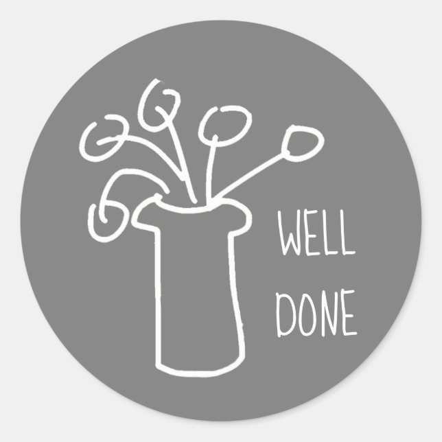 Sticker Rond Moderne, simple, fleur blanche (Devant)