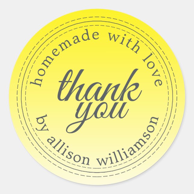 Sticker Rond Moderne simple jaune clair ombre merci (Devant)