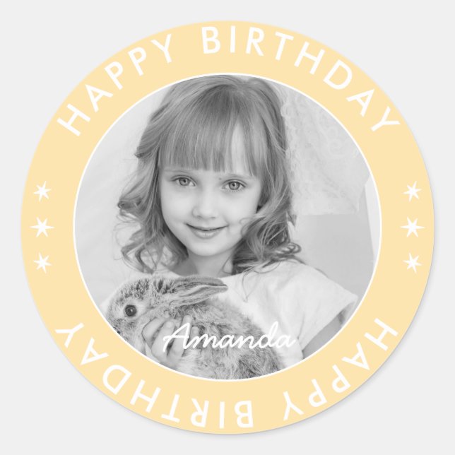 Sticker Rond Moderne Simple mignon Enfants Soft Happy Birthday  (Devant)