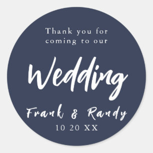 Sticker Rond Moderne Simple minimaliste Mariage bleu marine