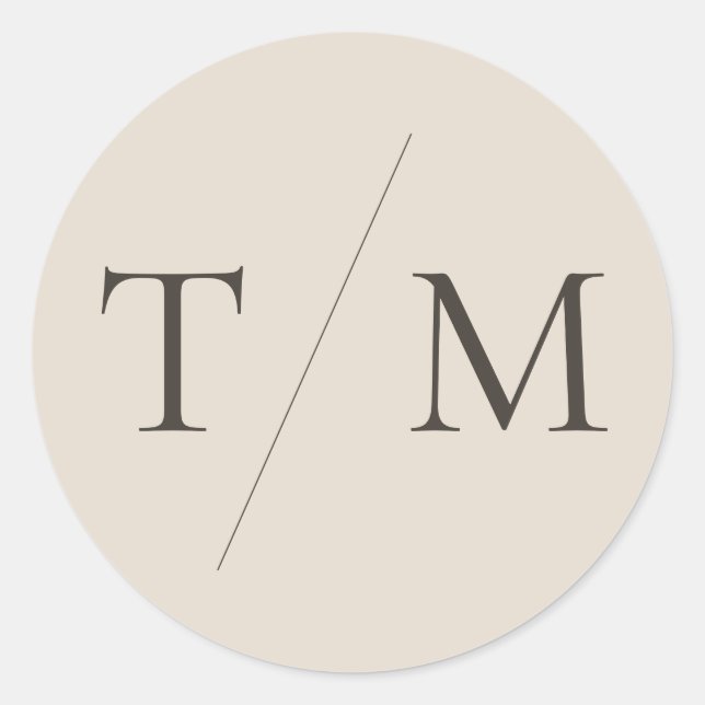Sticker Rond Moderne simple Monogramme Sand Mix & Match Mariage (Devant)