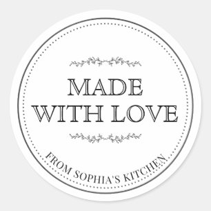 Sticker Rond Moderne sur mesure avec amour l Nom de la cuisine