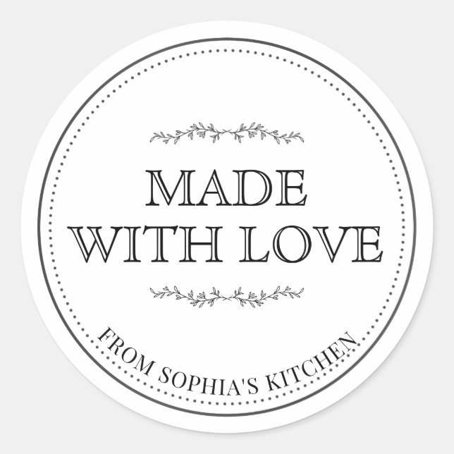 Sticker Rond Moderne sur mesure avec amour l Nom de la cuisine (Devant)