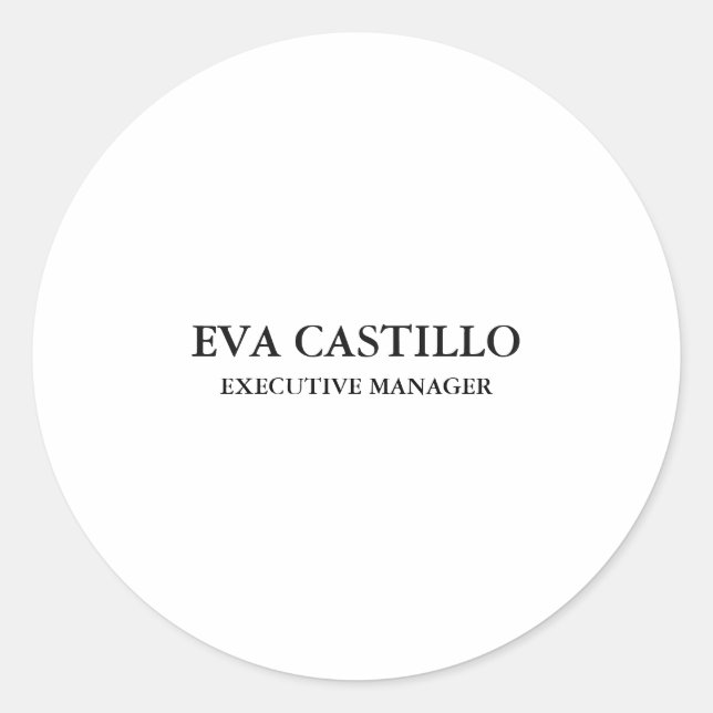Sticker Rond Moderne tendance Elégant Simple White Manager (Devant)