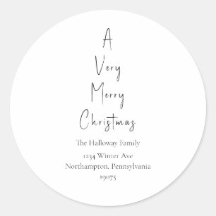 Sticker Rond Moderne Un Arbre De Noël Très Joyeux Enveloppe Pho