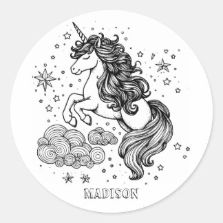 Sticker Rond Moderne Unicorn Enfants Coloration personnalisée