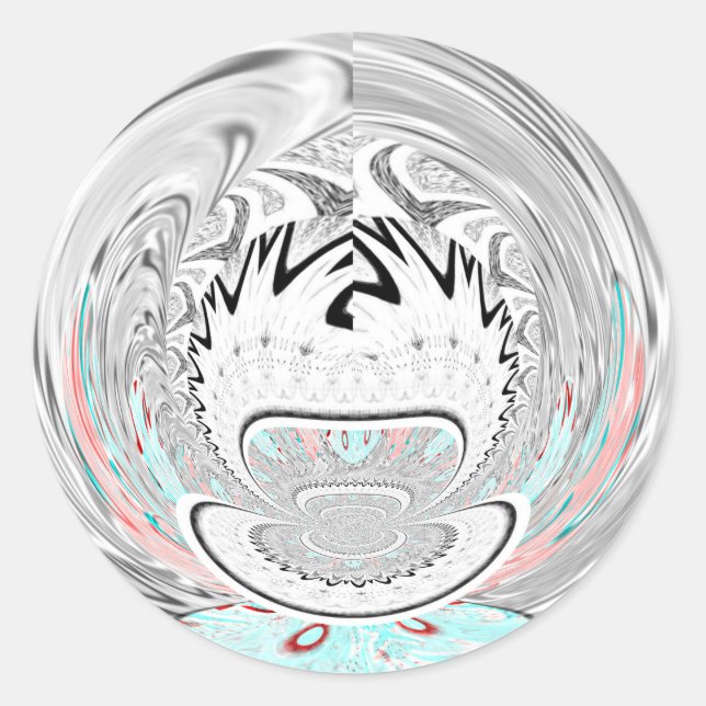 Sticker Rond Moderne Urban Ash Gris Flora Abstrait Motif Art (Devant)