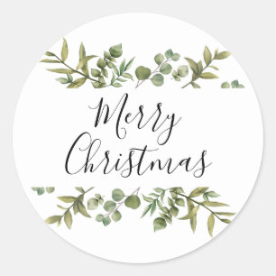 Sticker Rond Moderne verdure élégant script Joyeux Noël