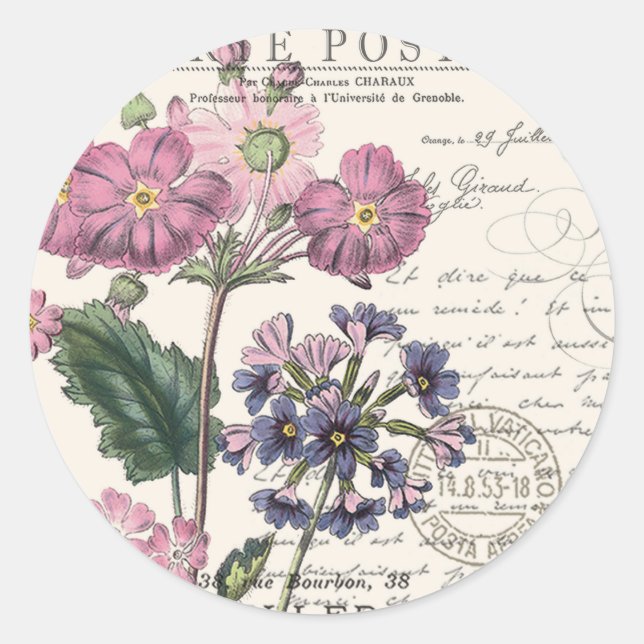 Sticker Rond moderne vintage floral (Devant)