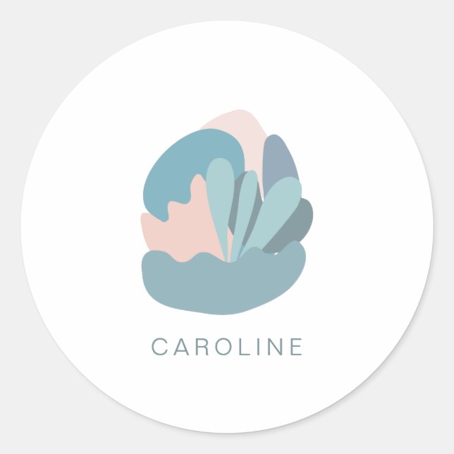 Sticker Rond Modernisme Abstrait cool en bleu Personnalisé (Devant)