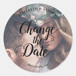 Sticker Rond Modifier le Mariage de report photo de la nouvelle
