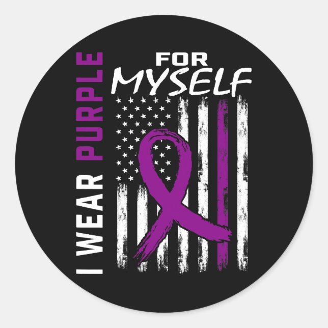 Sticker Rond Moi Je Porte Le Violet Pour Moi-Même Cancer Pancré (Devant)