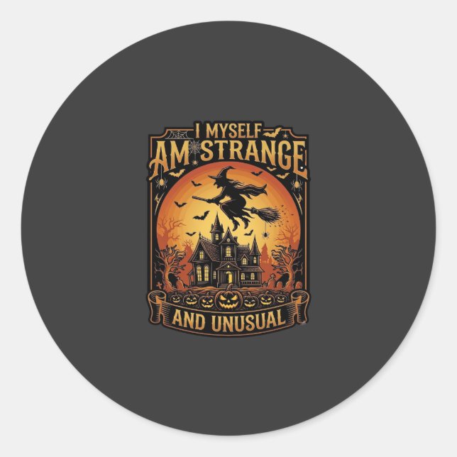 Sticker Rond Moi-même suis étrange drôle de sorcière d'Hallowee (Devant)