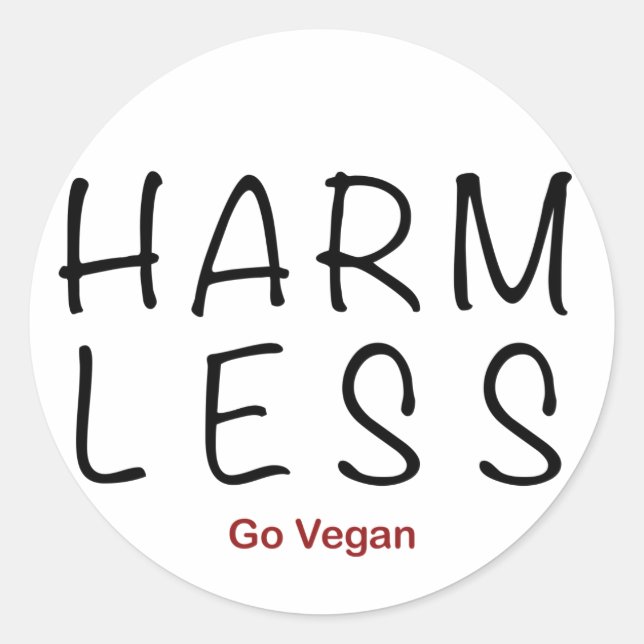 Sticker Rond Moins de dommages - Go Vegan (Devant)