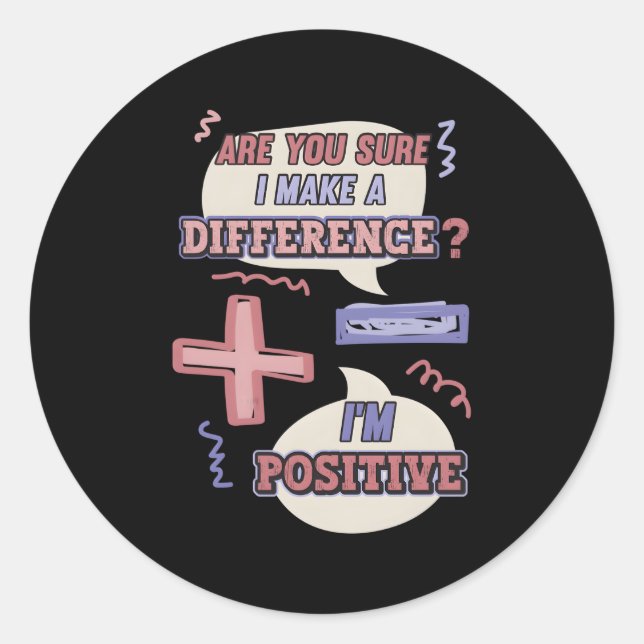 Sticker Rond Moins Et Plus Signe Math Pun (Devant)