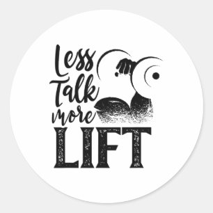 Sticker Rond Moins parler plus soulever musculation salle de sp