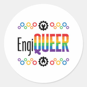 Sticker Rond Mois de la fierté de l'ingénieur gay Ingénierie En