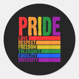 Sticker Rond Mois de la fierté gay 2025 Amour Respect Liberté L