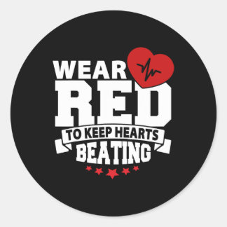 Sticker Rond Mois de la santé - Portez le rouge - Sensibilisati