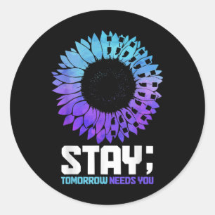 Sticker Rond Mois de la sensibilisation au suicide Restez en bo