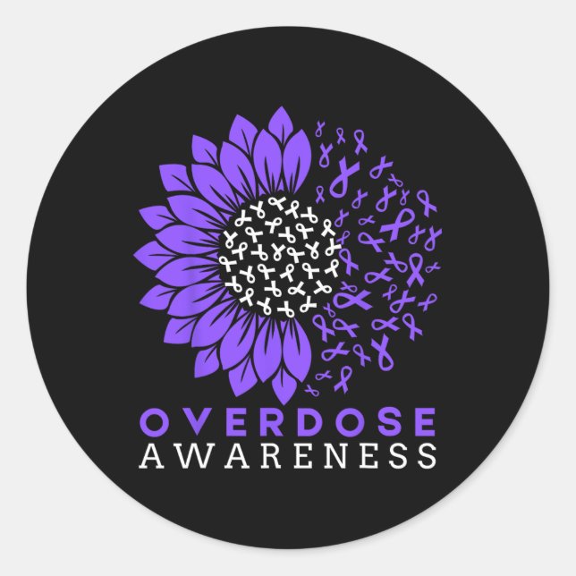 Sticker Rond Mois de la sensibilisation aux surdoses Ruban de t (Devant)