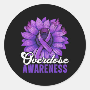 Sticker Rond Mois de la sensibilisation aux surdoses Ruban viol