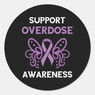Sticker Rond Mois de la sensibilisation aux surdoses Ruban viol