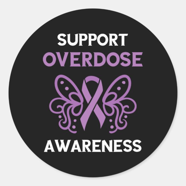 Sticker Rond Mois de la sensibilisation aux surdoses Ruban viol (Devant)