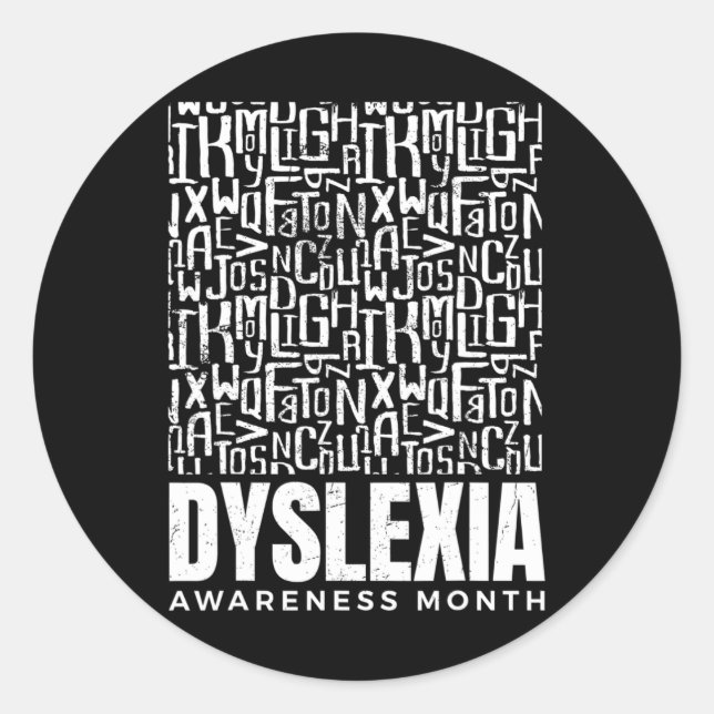 Sticker Rond Mois de la sensibilisation Dyslexie guerrière Dysl (Devant)
