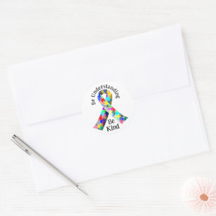 Sticker Rond Mois de la Sensibilisation sur l'autisme Be Kind