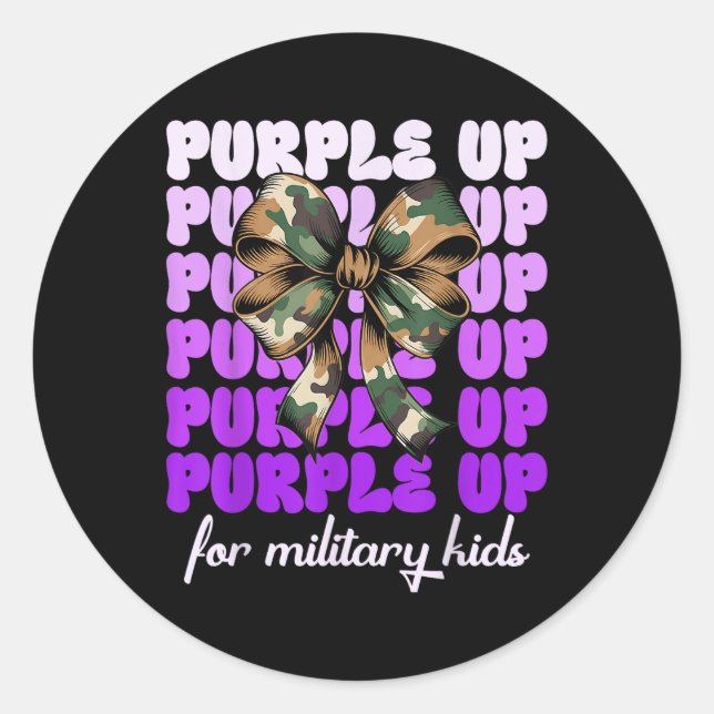 Sticker Rond Mois De L'Enfant Militaire Purple Pour Mil (Devant)