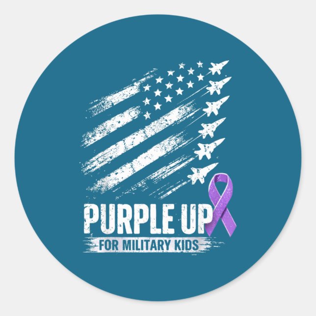 Sticker Rond Mois de l'enfant militaire violet  (Devant)