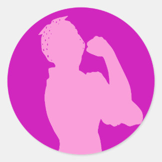 Sticker Rond Mois de l'histoire des femmes Rosie le Riveter ros