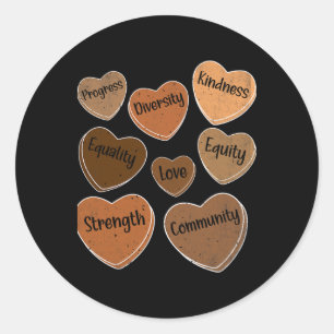 Sticker Rond Mois de l'histoire des Noirs Cœur Diversité Équité