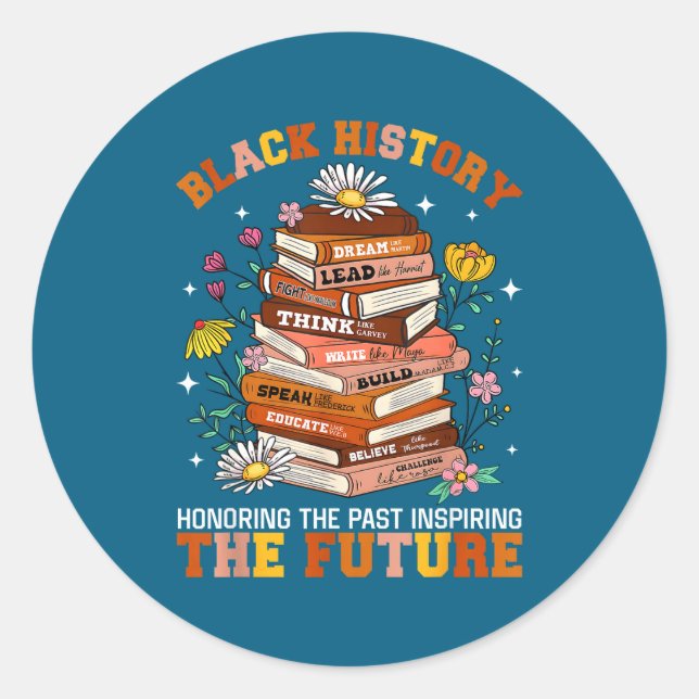 Sticker Rond Mois de l'histoire des Noirs enseignant noir afro- (Devant)