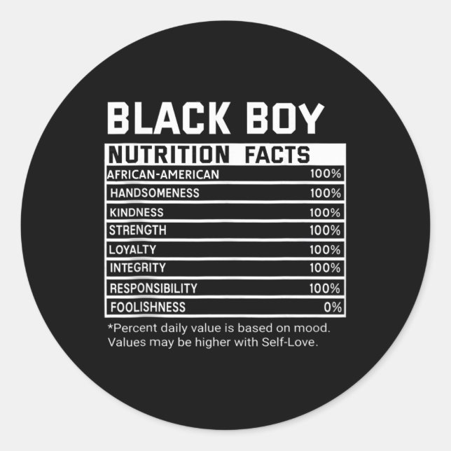 Sticker Rond Mois de l'histoire des Noirs Faits nutritionnels B (Devant)