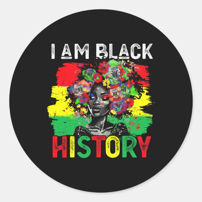Sticker Rond Mois de l'histoire des Noirs Femme africaine Je su (Devant)