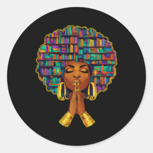 Sticker Rond Mois de l'histoire des Noirs Femme afro Amoureuse