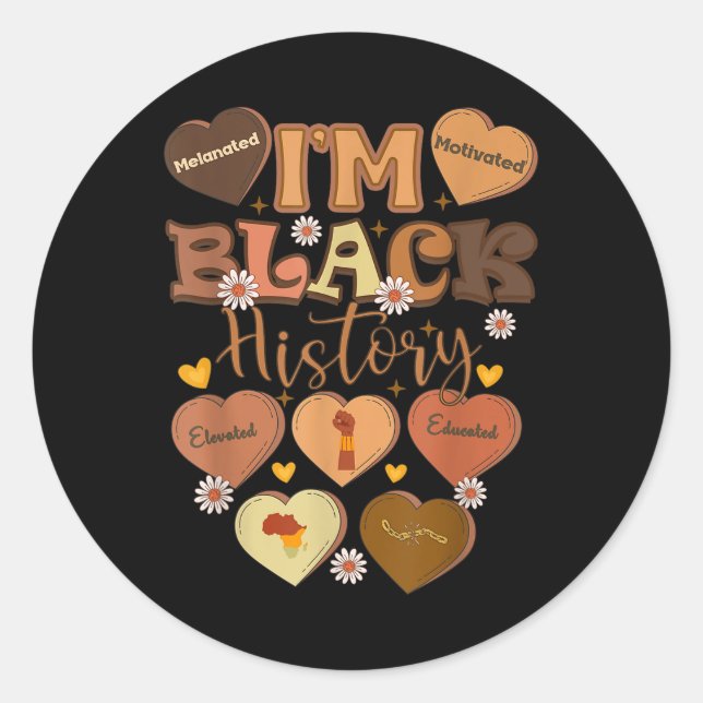 Sticker Rond Mois de l'histoire des Noirs instruite et mélané (Devant)