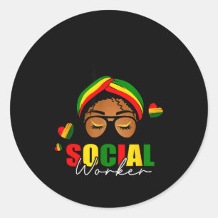 Sticker Rond Mois de l'histoire des Noirs Travailleuse sociale 