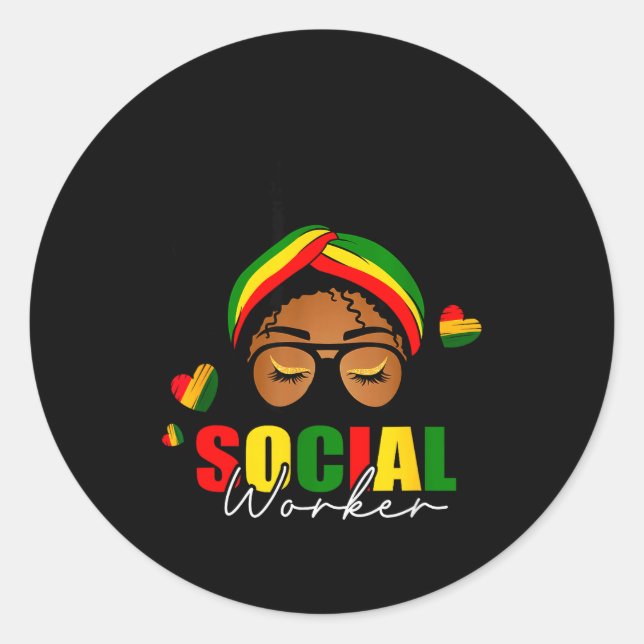 Sticker Rond Mois de l'histoire des Noirs Travailleuse sociale  (Devant)