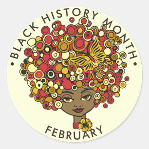 Sticker Rond Mois de l'histoire noire, belle femme rétro