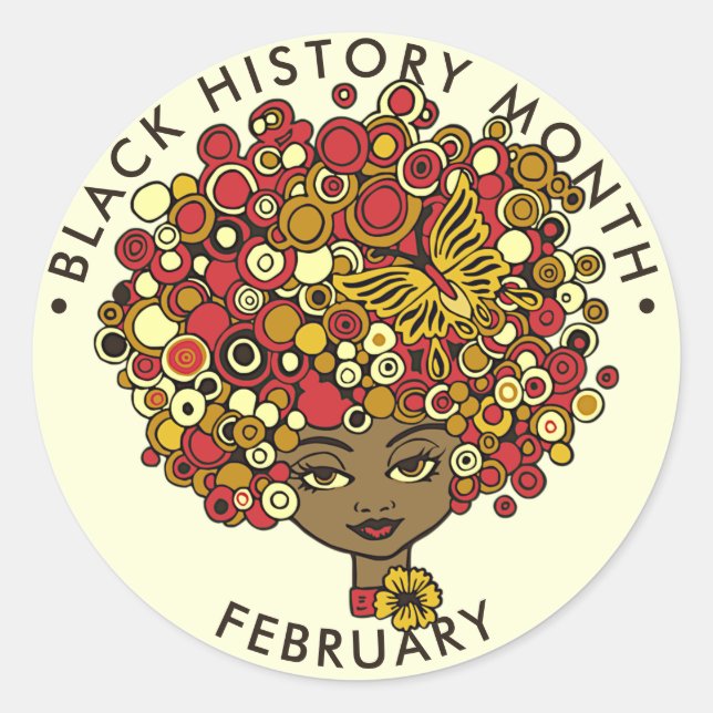 Sticker Rond Mois de l'histoire noire, belle femme rétro (Devant)