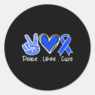 Sticker Rond Mois de sensibilisation à l'ataxie Ruban bleu Paix