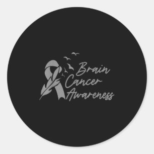 Sticker Rond Mois de sensibilisation au cancer du cerveau Gray 