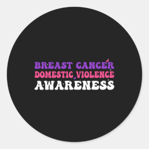 Sticker Rond Mois De Sensibilisation Au Cancer Et À La Violence